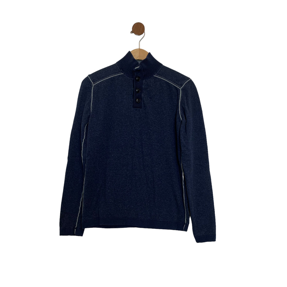 Sundance Mens Long Sleeve Sweater Shirt Size Small Navy Blue Button